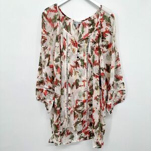 Catherines Tunic Top Shirt Size 3X Sheer Hi Low Abstract Artsy New Womens Blouse